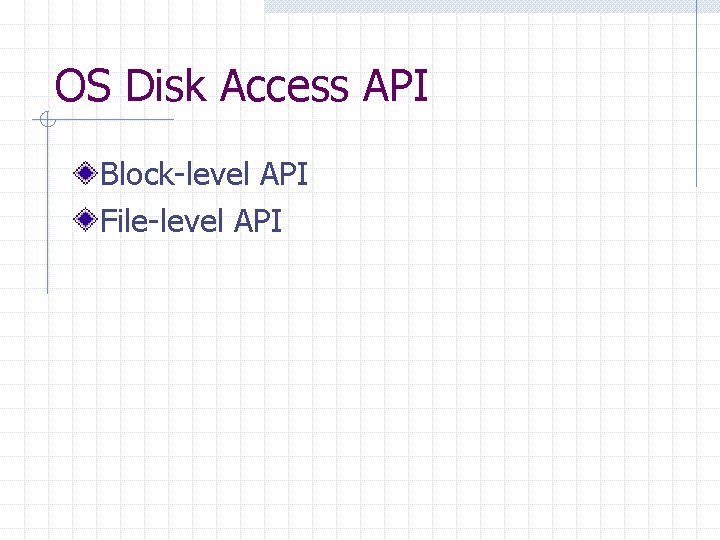 OS Disk Access API Block-level API File-level API 