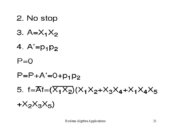 Boolean Algebra Applications 31 Boolean Algebra Applications 31