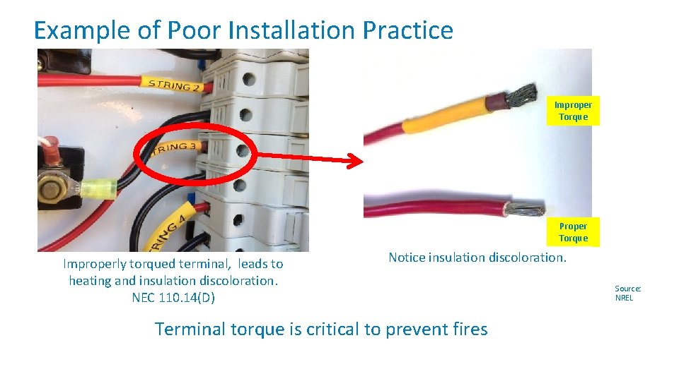 Example of Poor Installation Practice Improper Torque Proper Torque Improperly torqued terminal, leads to