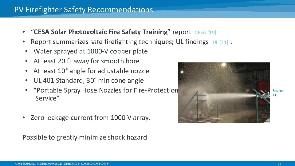 PV Firefighter Safety Recommendations • “CESA Solar Photovoltaic Fire Safety Training” report CESA [19]