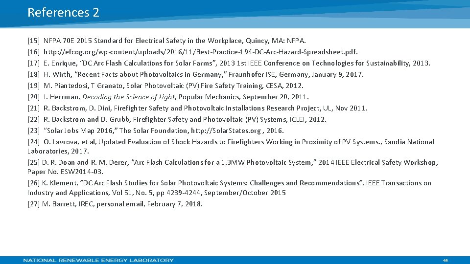 References 2 [15] NFPA 70 E 2015 Standard for Electrical Safety in the Workplace,