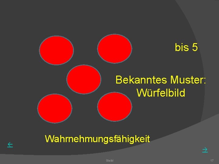 bis 5 Bekanntes Muster: Würfelbild Wahrnehmungsfähigkeit Steibl 17 