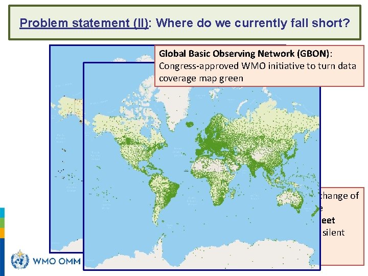 Problem statement (II): Where do we currently fall short? Global Basic Observing Network (GBON):