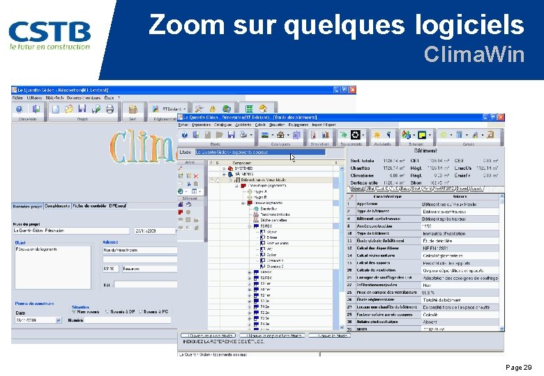 Zoom sur quelques logiciels Clima. Win Page 29 