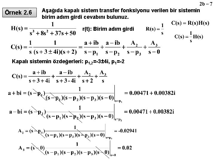 Örnek 2. 6 Aşağıda kapalı sistem transfer fonksiyonu verilen bir sistemin birim adım girdi