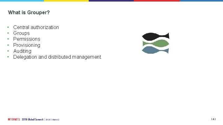 What is Grouper? • • • Central authorization Groups Permissions Provisioning Auditing Delegation and