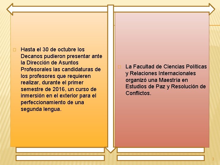 � Hasta el 30 de octubre los Decanos pudieron presentar ante la Dirección de