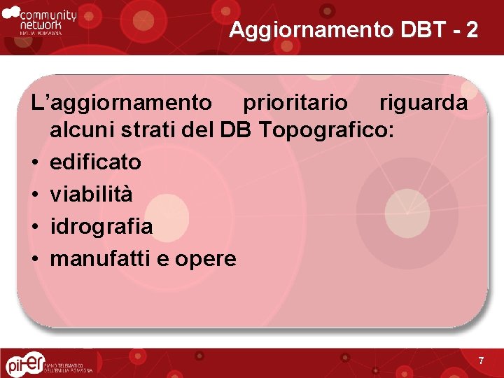 Aggiornamento DBT - 2 L’aggiornamento prioritario riguarda alcuni strati del DB Topografico: • edificato