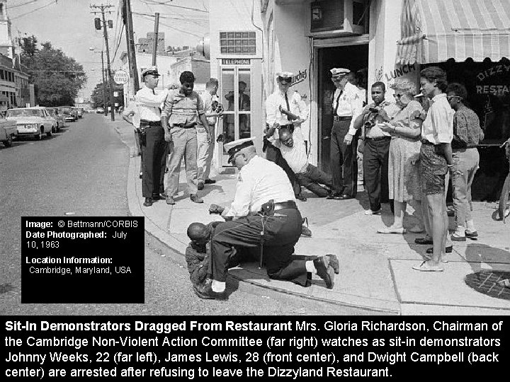 Image: © Bettmann/CORBIS Date Photographed: July 10, 1963 Location Information: Cambridge, Maryland, USA Sit-In