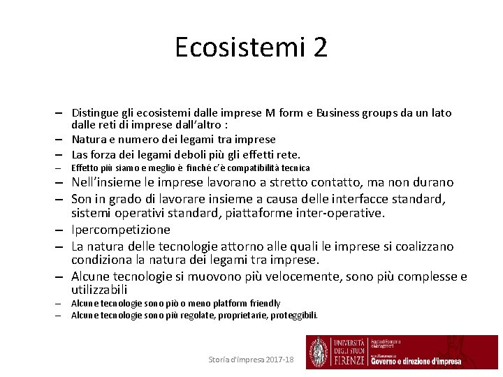Ecosistemi 2 – Distingue gli ecosistemi dalle imprese M form e Business groups da