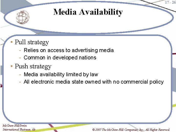 17 - 26 Media Availability • Pull strategy - Relies on access to advertising