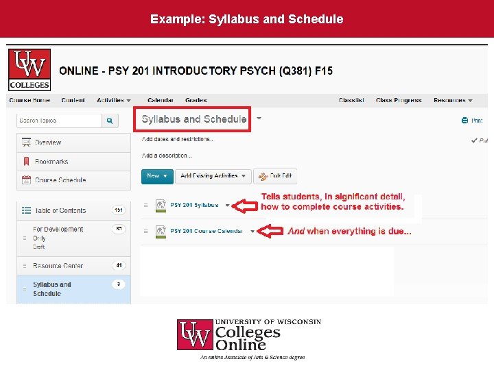 Example: Syllabus and Schedule 