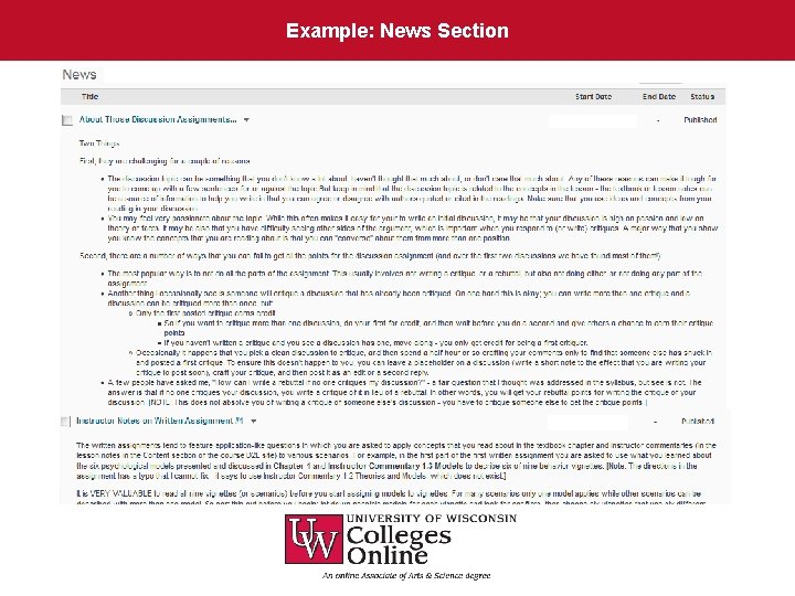 Example: News Section 