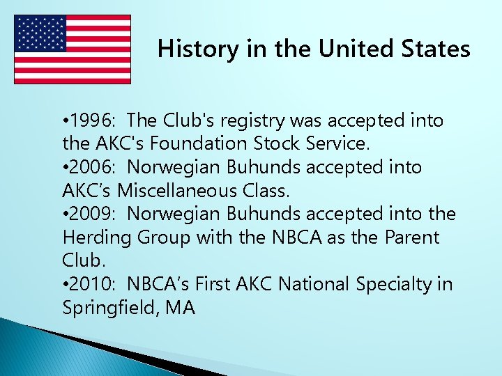 History in the United States • 1996: The Club's registry was accepted into the