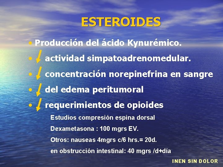 ESTEROIDES • Producción del ácido Kynurémico. • actividad simpatoadrenomedular. • concentración norepinefrina en sangre
