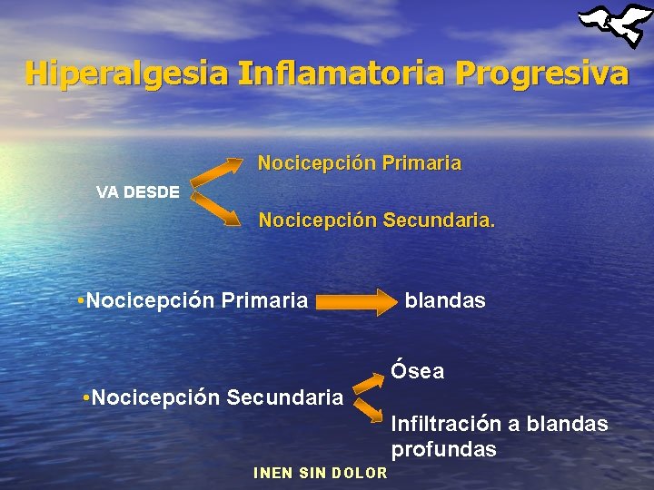 Hiperalgesia Inflamatoria Progresiva Nocicepción Primaria VA DESDE Nocicepción Secundaria. • Nocicepción Primaria blandas Ósea