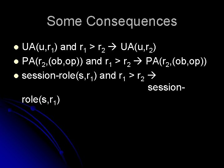 Some Consequences UA(u, r 1) and r 1 > r 2 UA(u, r 2)