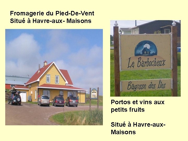 Fromagerie du Pied-De-Vent Situé à Havre-aux- Maisons Portos et vins aux petits fruits Situé Fromagerie du Pied-De-Vent Situé à Havre-aux- Maisons Portos et vins aux petits fruits Situé