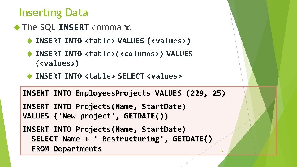 SQL Introduction Structured Query Language Table of Contents