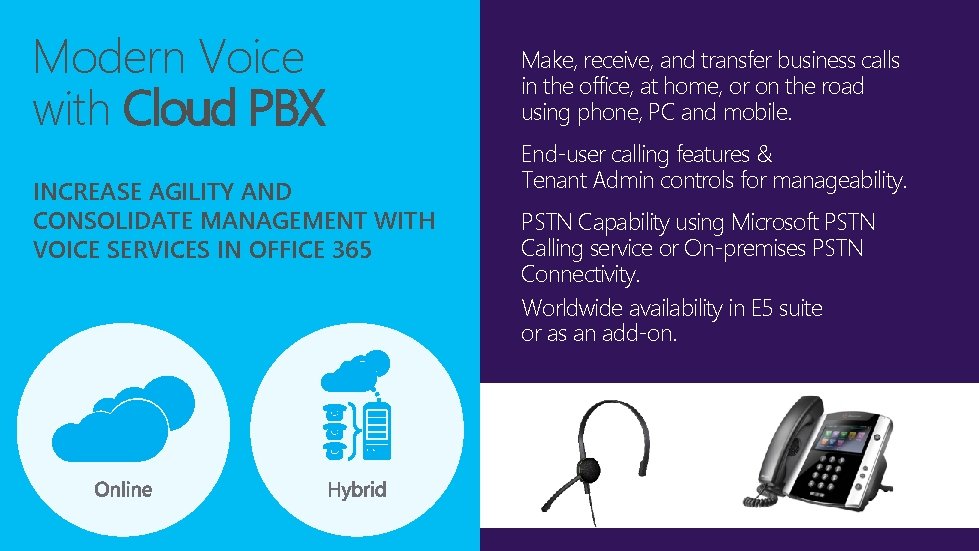 Modern Voice with Cloud PBX INCREASE AGILITY AND CONSOLIDATE MANAGEMENT WITH VOICE SERVICES IN