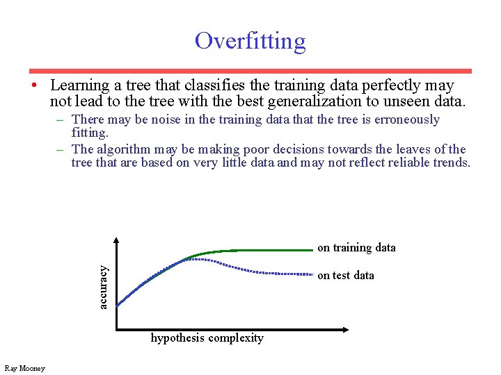Overfitting • Learning a tree that classifies the training data perfectly may not lead