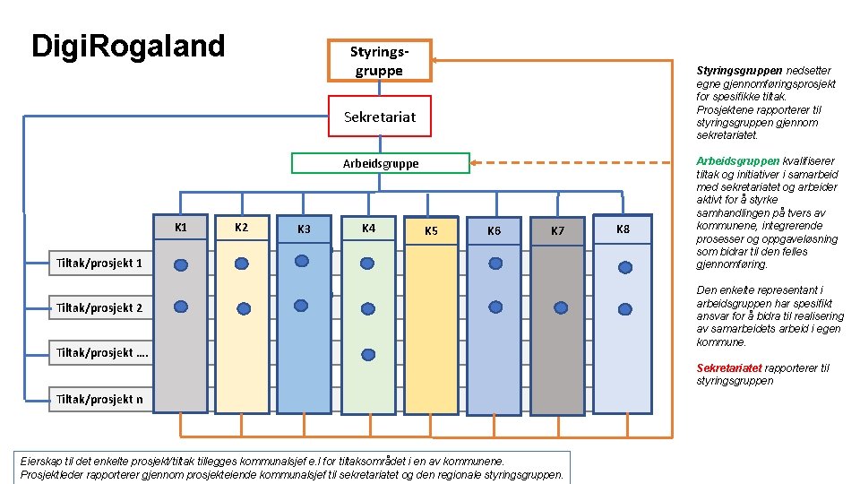 Digi. Rogaland Styringsgruppen nedsetter egne gjennomføringsprosjekt for spesifikke tiltak. Prosjektene rapporterer til styringsgruppen gjennom