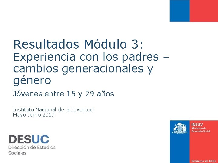 Resultados Módulo 3: Experiencia con los padres – cambios generacionales y género Jóvenes entre