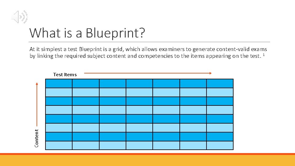 What is a Blueprint? At it simplest a test Blueprint is a grid, which