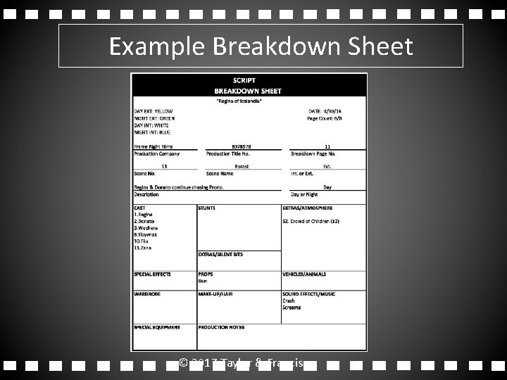 Example Breakdown Sheet © 2017 Taylor & Francis 