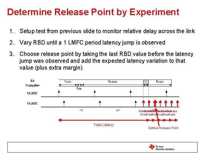 Determine Release Point by Experiment 1. Setup test from previous slide to monitor relative