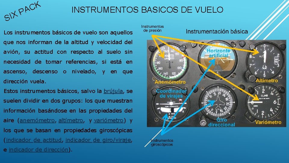 K C A P X I S INSTRUMENTOS BASICOS DE VUELO Los instrumentos básicos