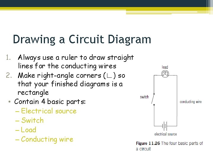 Drawing a Circuit Diagram 1. Always use a ruler to draw straight lines for