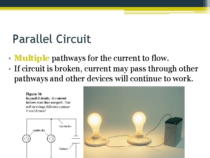 Parallel Circuit • Multiple pathways for the current to flow. • If circuit is