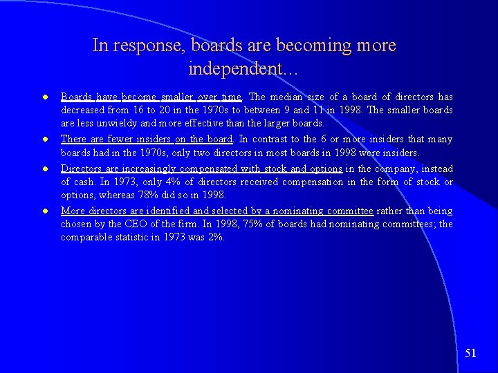 In response, boards are becoming more independent… Boards have become smaller over time. The