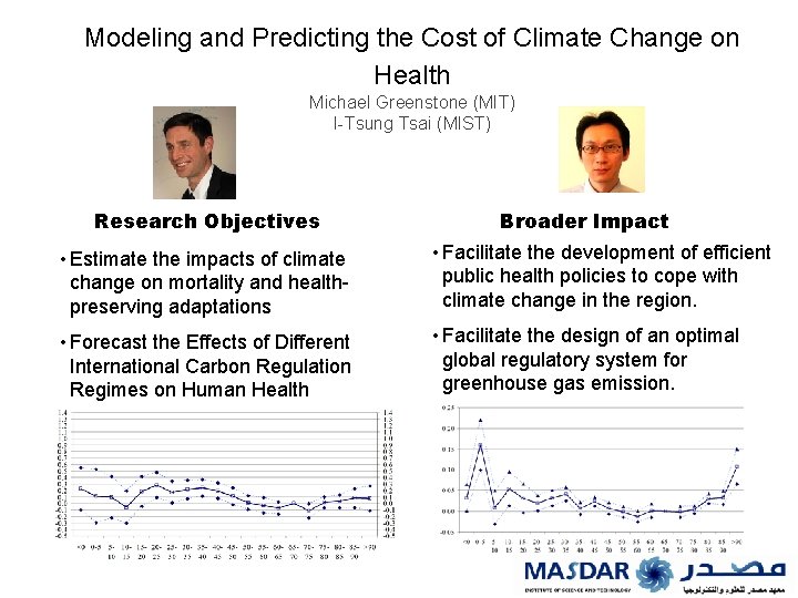 Modeling and Predicting the Cost of Climate Change on Health Michael Greenstone (MIT) I-Tsung
