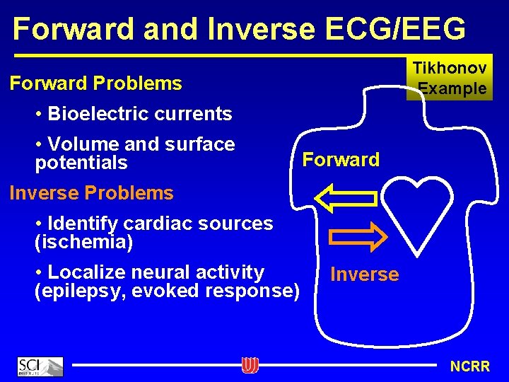 Forward and Inverse ECG/EEG Tikhonov Example Forward Problems • Bioelectric currents • Volume and