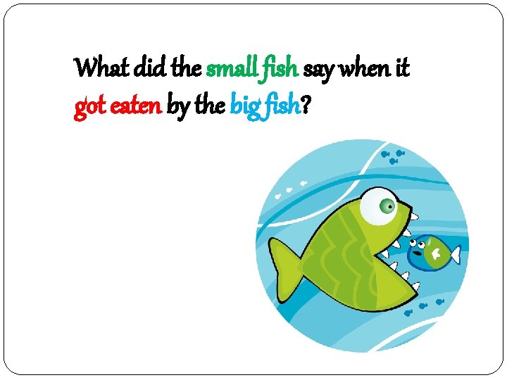 What did the small fish say when it got eaten by the big fish?