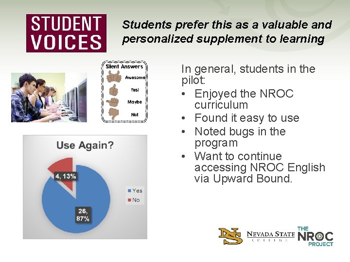 Students prefer this as a valuable and personalized supplement to learning In general, students