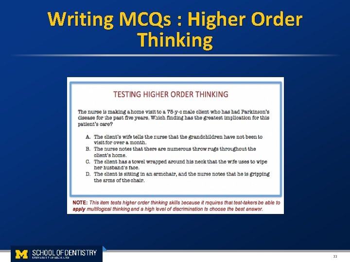  Writing MCQs : Higher Order Thinking 33 