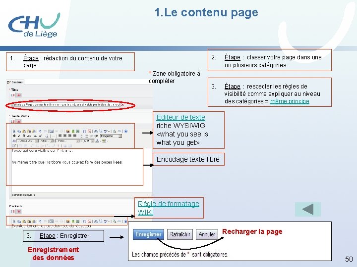 1. Le contenu page 1. Étape : rédaction du contenu de votre page *