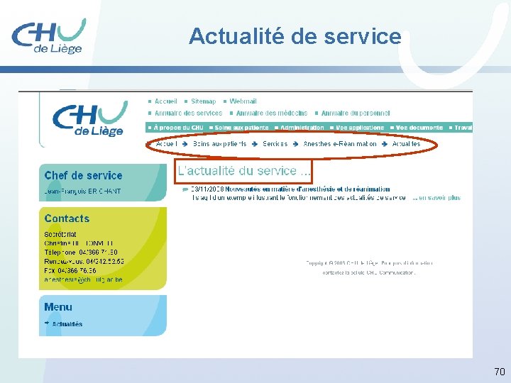 Actualité de service 70 