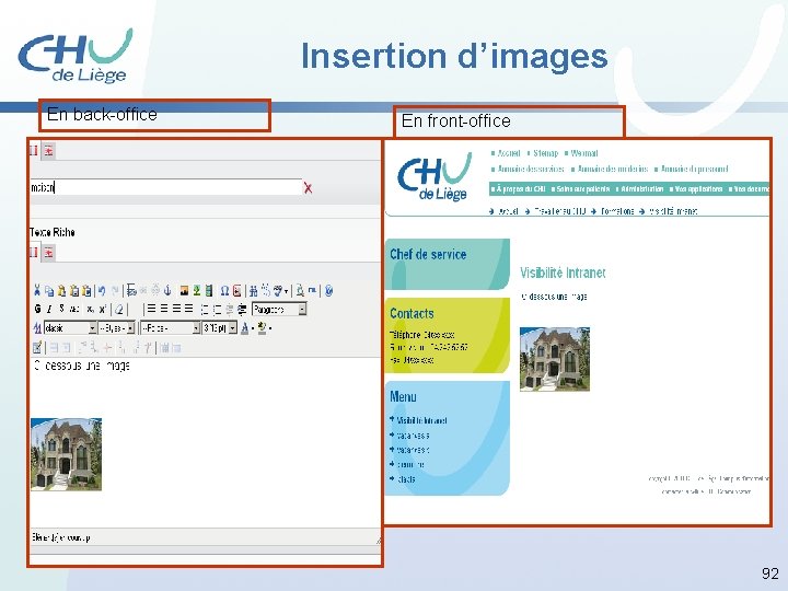 Insertion d’images En back-office En front-office 92 