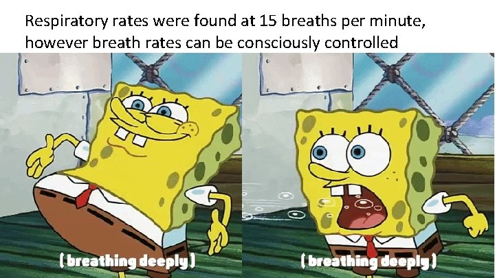 Respiratory rates were found at 15 breaths per minute, however breath rates can be