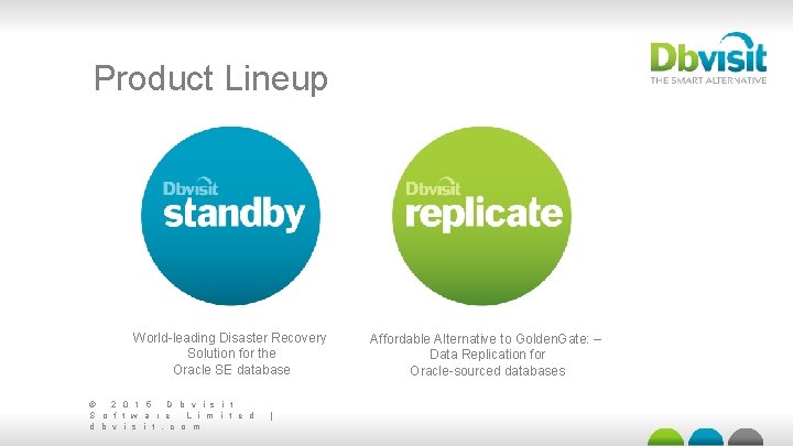 Product Lineup World-leading Disaster Recovery Solution for the Oracle SE database © 2 0