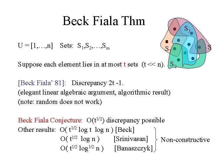 Beck Fiala Thm U = [1, …, n] Sets: S 1, S 2, …,