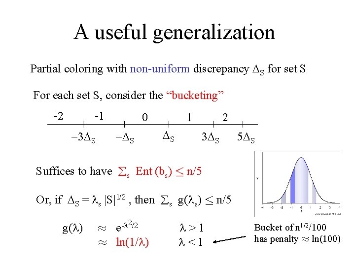 A useful generalization Partial coloring with non-uniform discrepancy S for set S For each