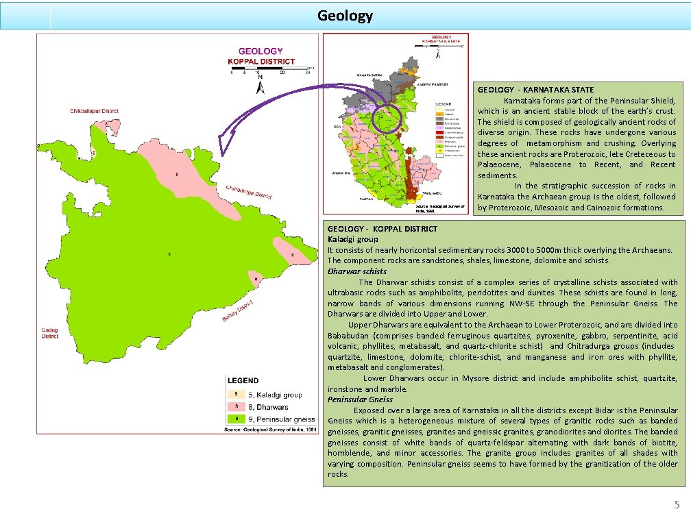 Geology Source: Geological Survey of India, 1981 GEOLOGY - KARNATAKA STATE Karnataka forms part