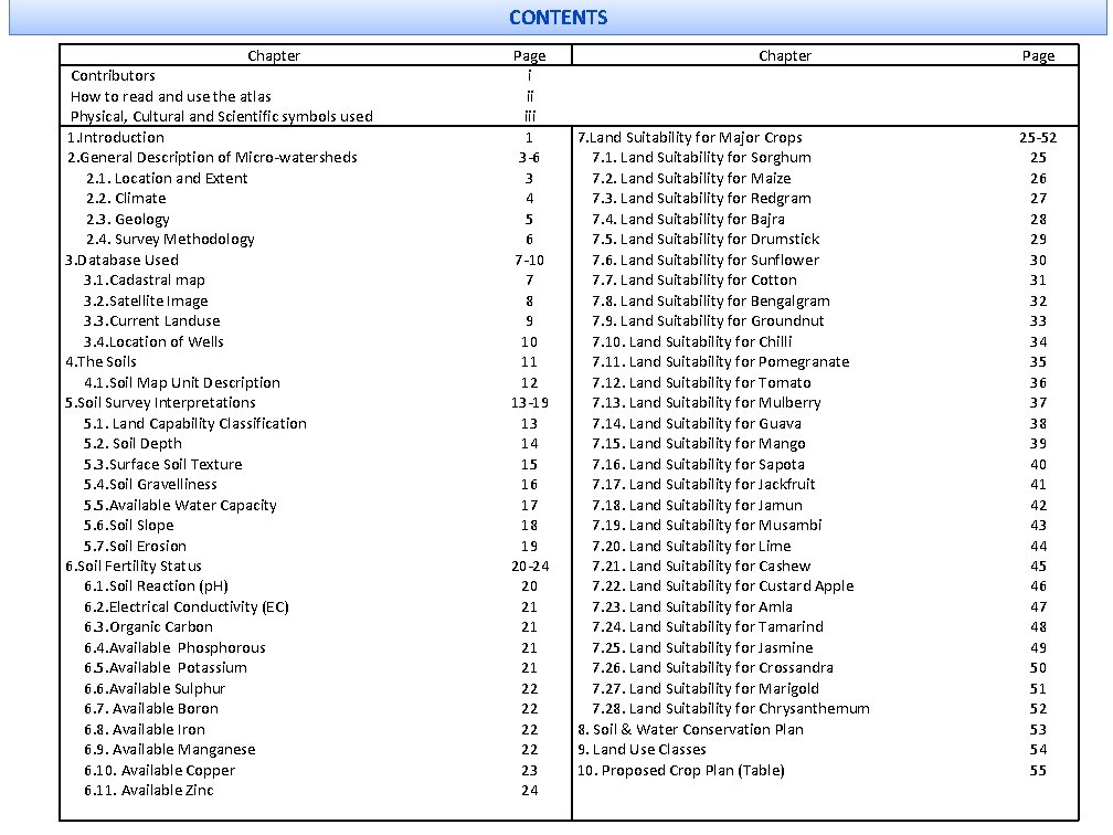 CONTENTS Chapter Contributors How to read and use the atlas Physical, Cultural and Scientific