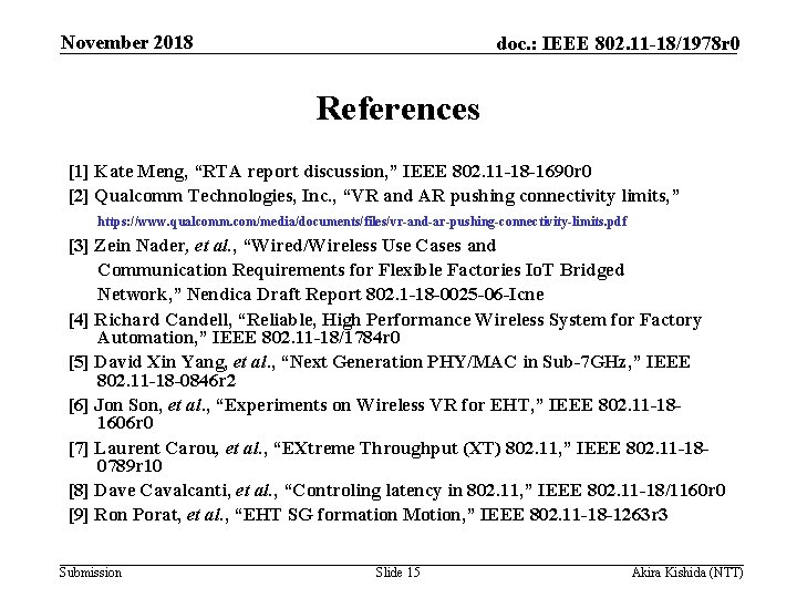 November 2018 doc. : IEEE 802. 11 -18/1978 r 0 References [1] Kate Meng,