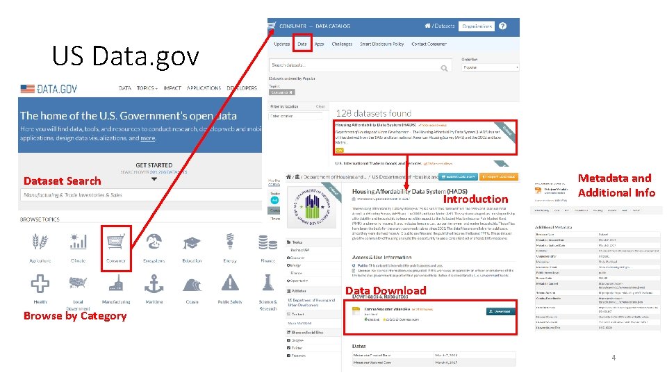 US Data. gov Dataset Search Introduction Metadata and Additional Info Data Download Browse by